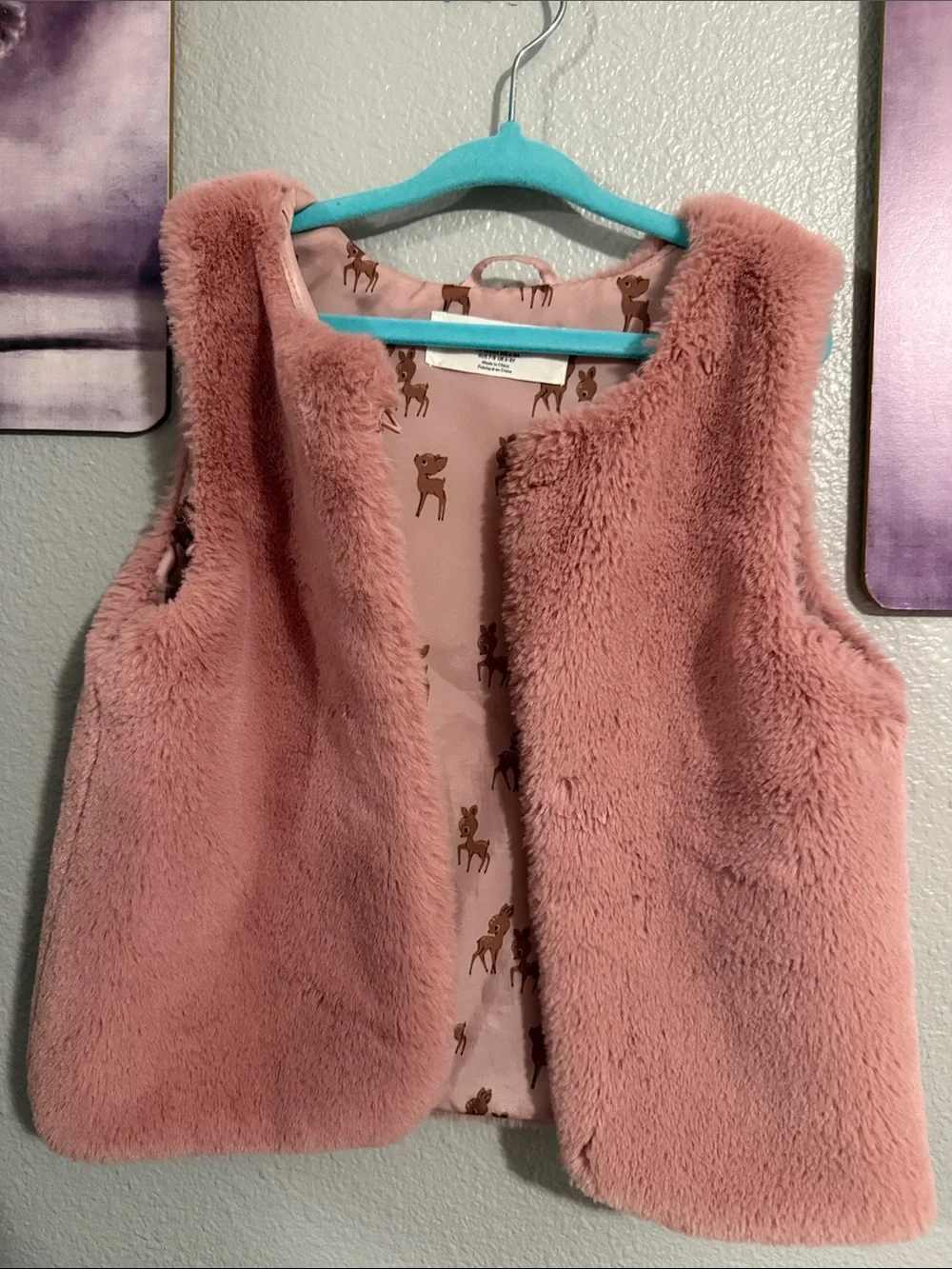 H&M soft girl warm vest 6/7 years gently used pink lined